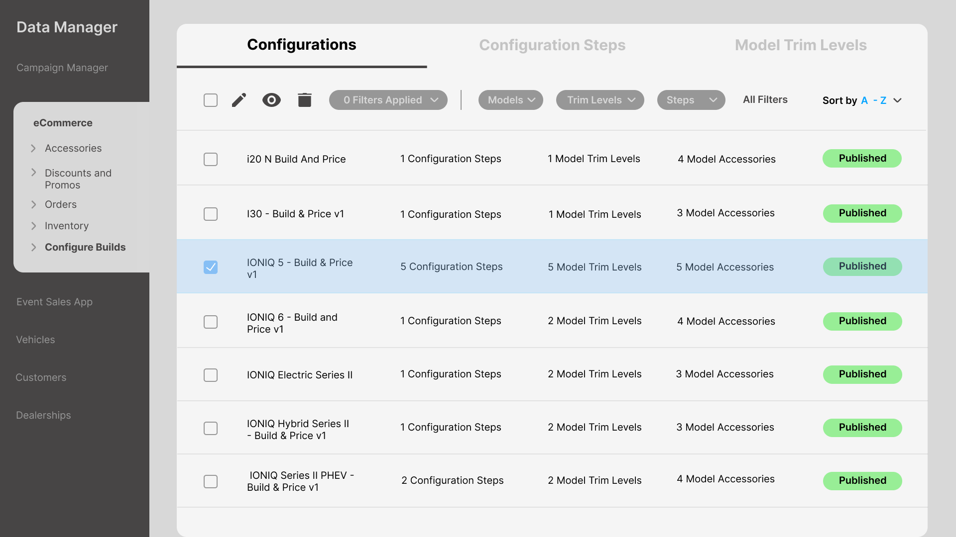 Editing configuration